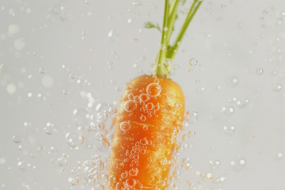 Ripe carrot oil bubble vegetable produce plant.
