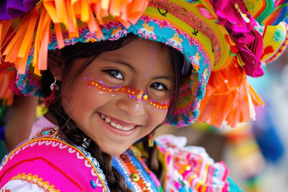 Latina Peruvian girl carnival wedding person.