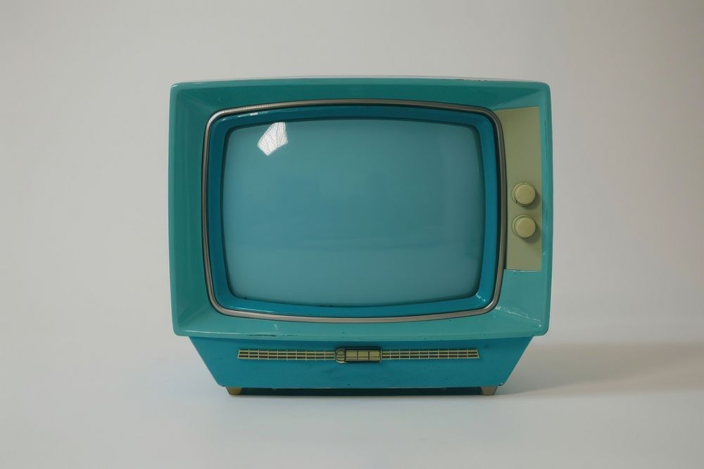 Retro Teal Blue TV electronics television hardware.