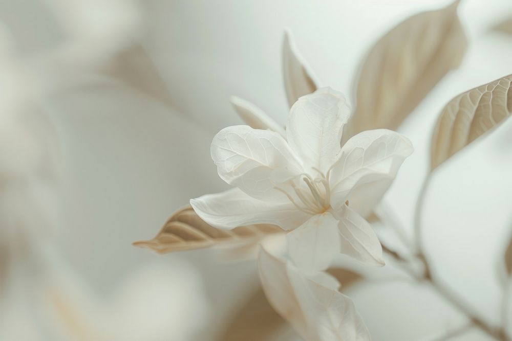 White flower and leaves blossom anther person.