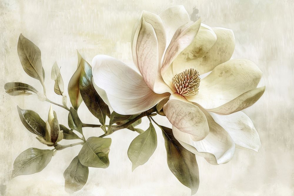 Magnolia flower painting blossom petal.