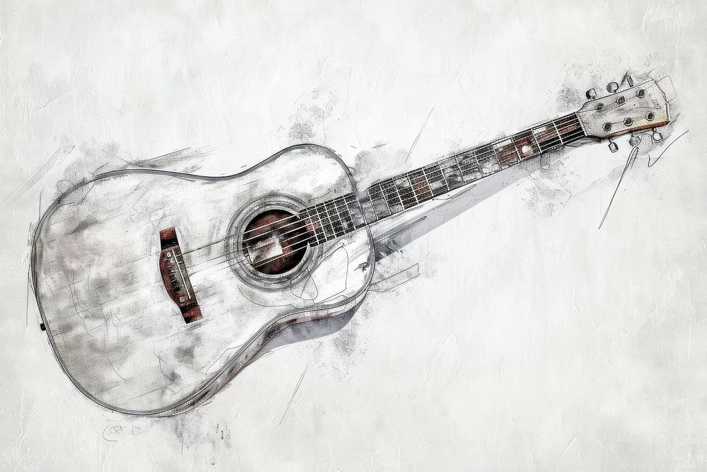 Acoustic guitar illustrated recreation guitarist.