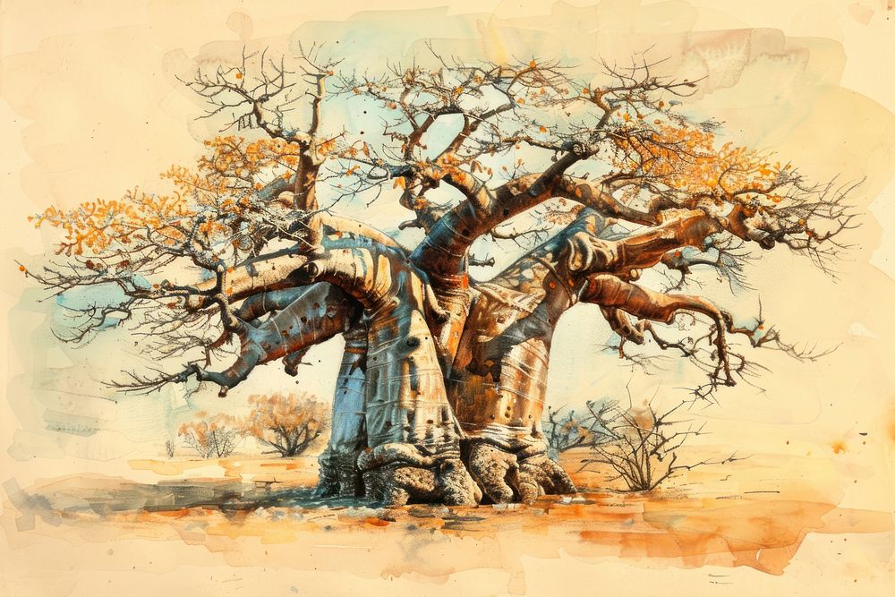 Baobab tree painting dinosaur sycamore.