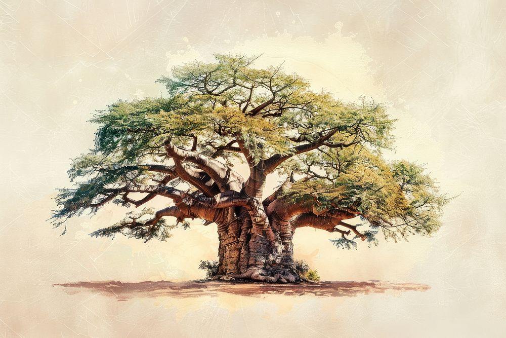 Baobab tree painting sycamore dinosaur.
