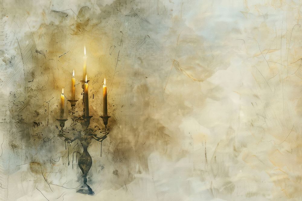 Candle on gothic candelabra candlestick festival hanukkah menorah.