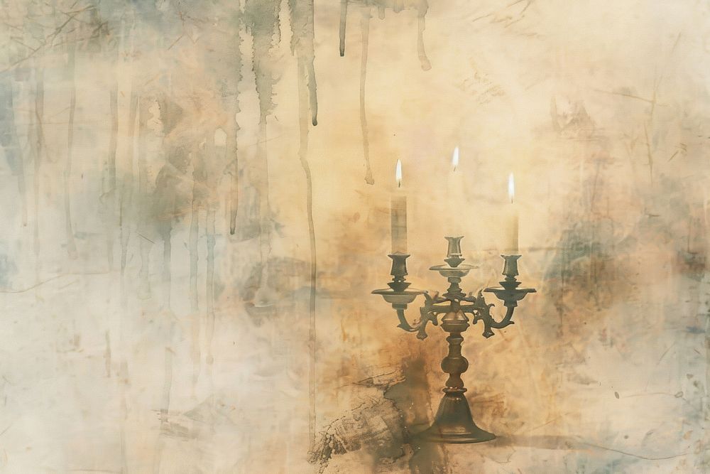 Candle on gothic candelabra painting candlestick chandelier.