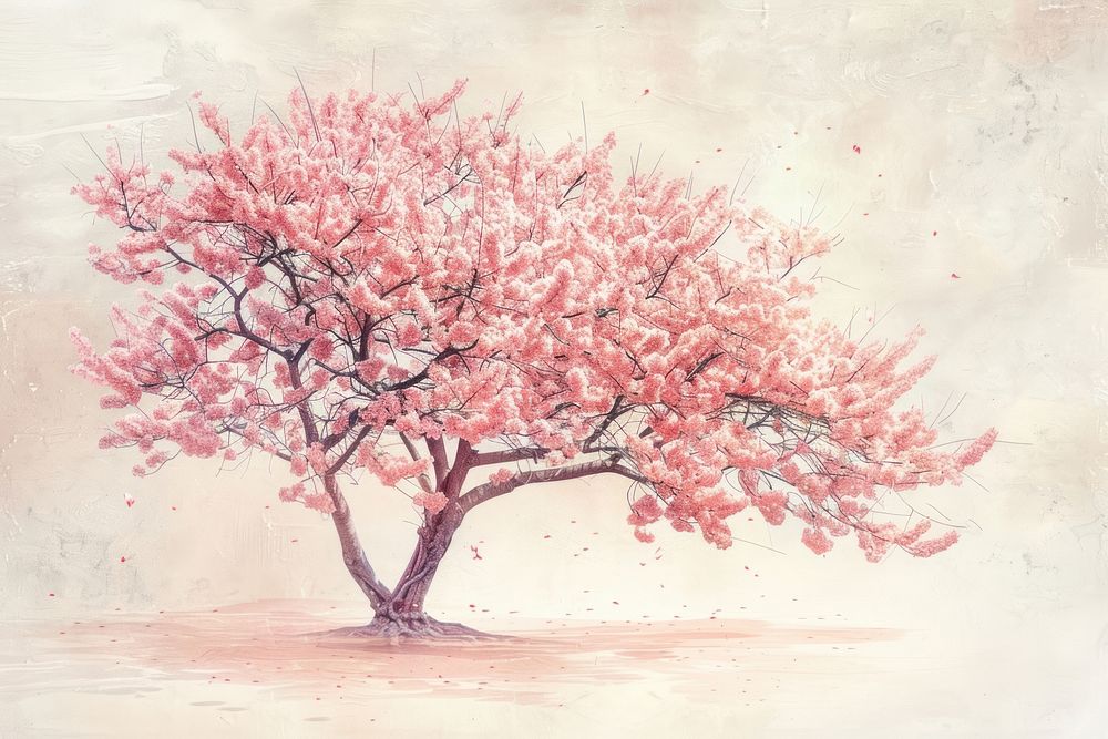 Cherry blossom tree painting flower plant.