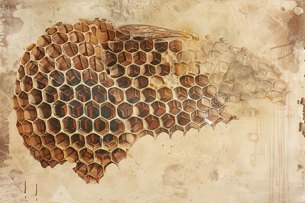 Honey bee comb honeycomb reptile animal.