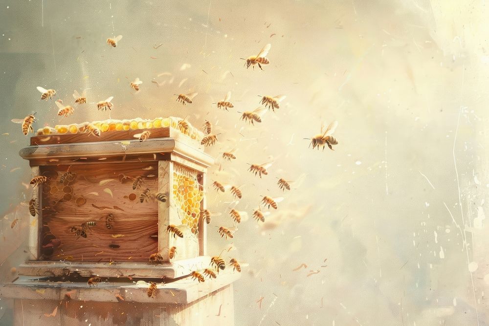 Honey bee hive invertebrate andrena apiary.