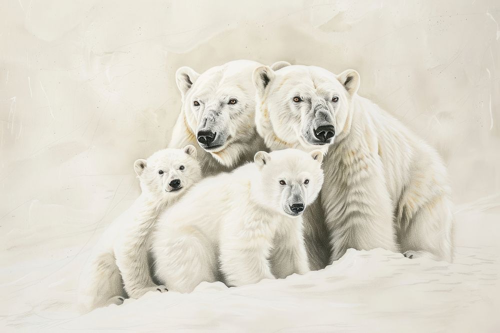 Polar bear family wildlife animal mammal.