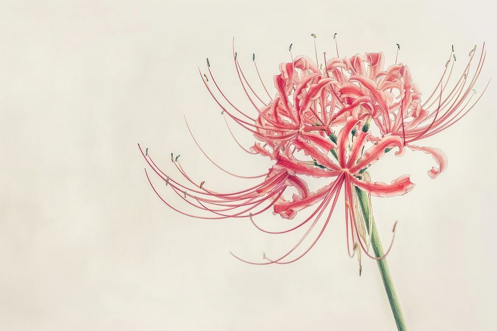 Red spider lily flower chandelier blossom anther.