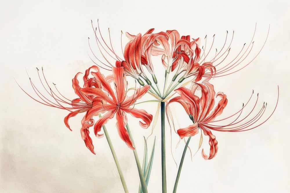 Red spider lily flower amaryllis blossom plant.