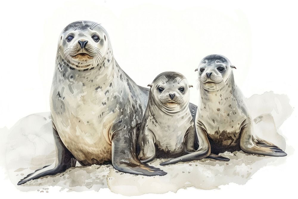 Seal family wildlife animal mammal.