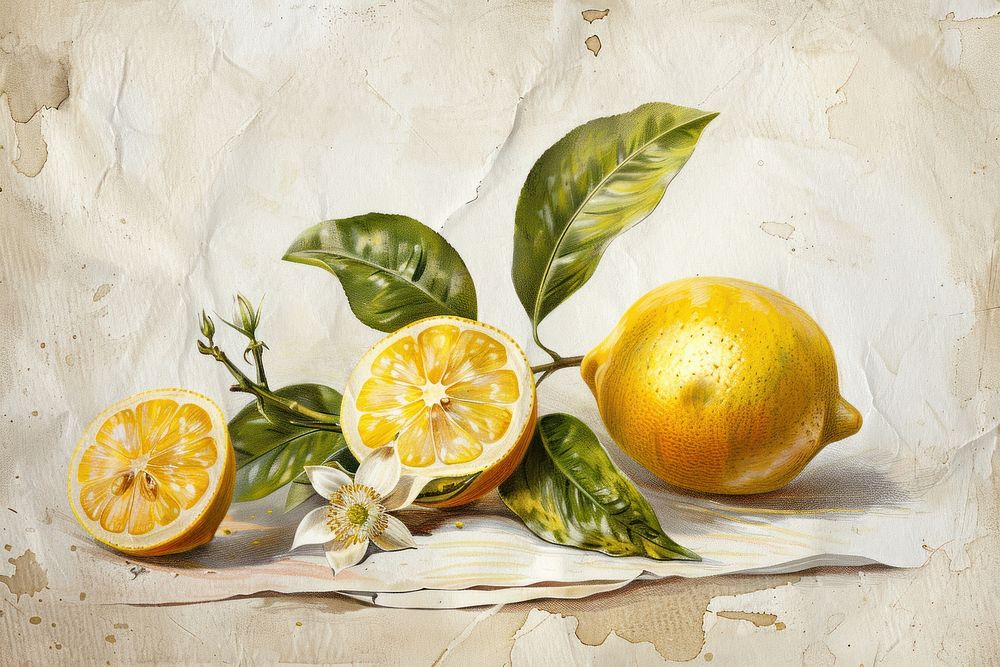 Whole lemon with lemon flower grapefruit produce plant.