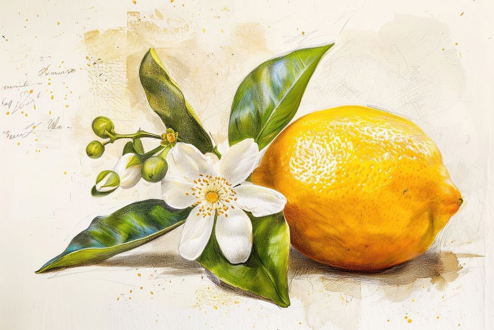 Whole lemon with lemon flower grapefruit produce orange.