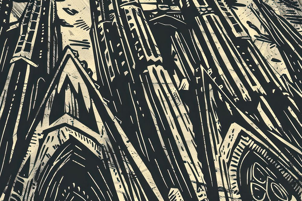 La sagrada familia cathedral in spain architecture illustrated blackboard.