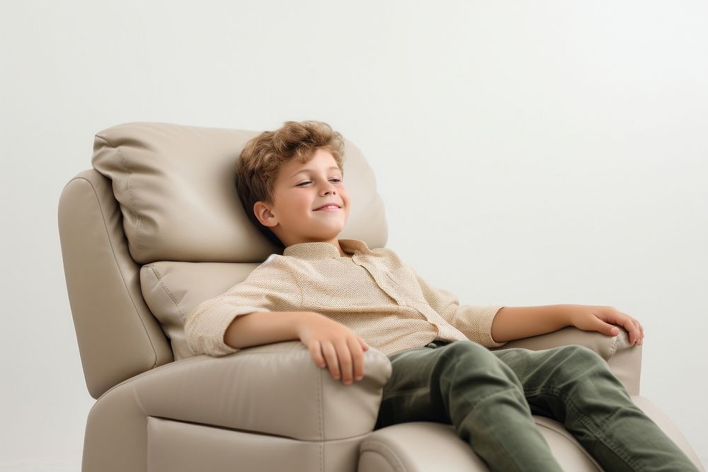 Kid watching TV furniture armchair person.