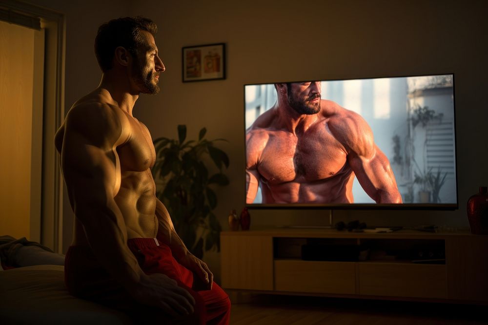 Man watching TV man electronics television.