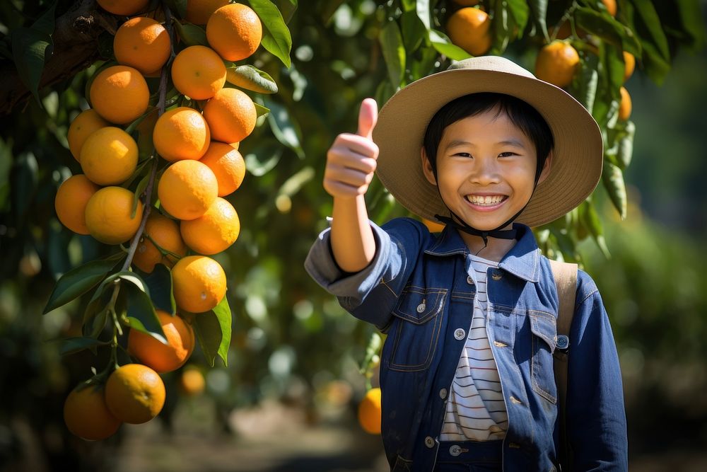 Thai farmer orange grapefruit produce.