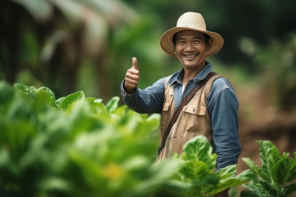 Thai farmer gardening outdoors person.