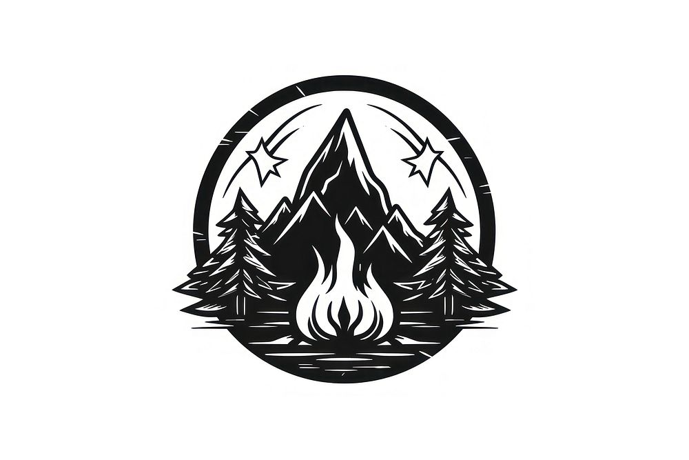 Campfire logo stencil symbol.