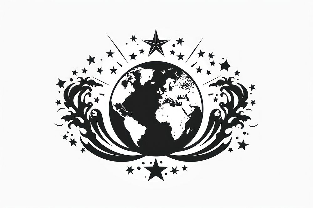 Earth stencil emblem symbol.