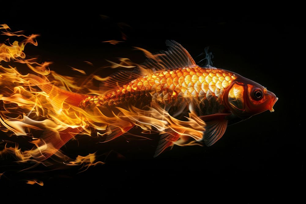 A fish flame fire goldfish.
