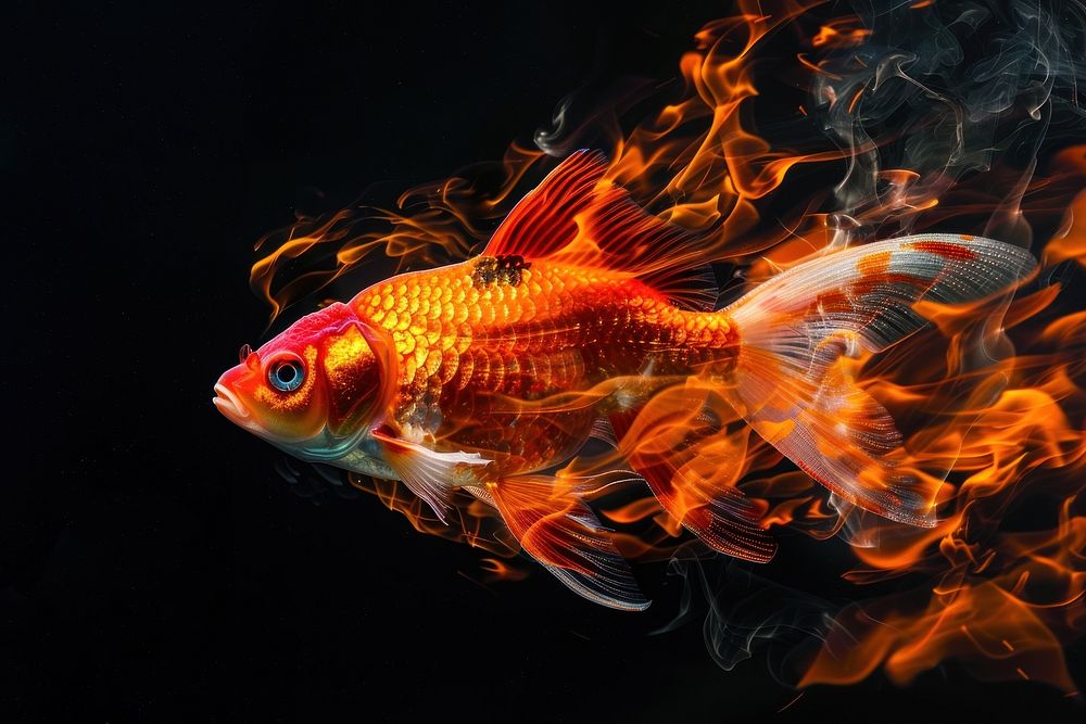 A fish flame fire goldfish.