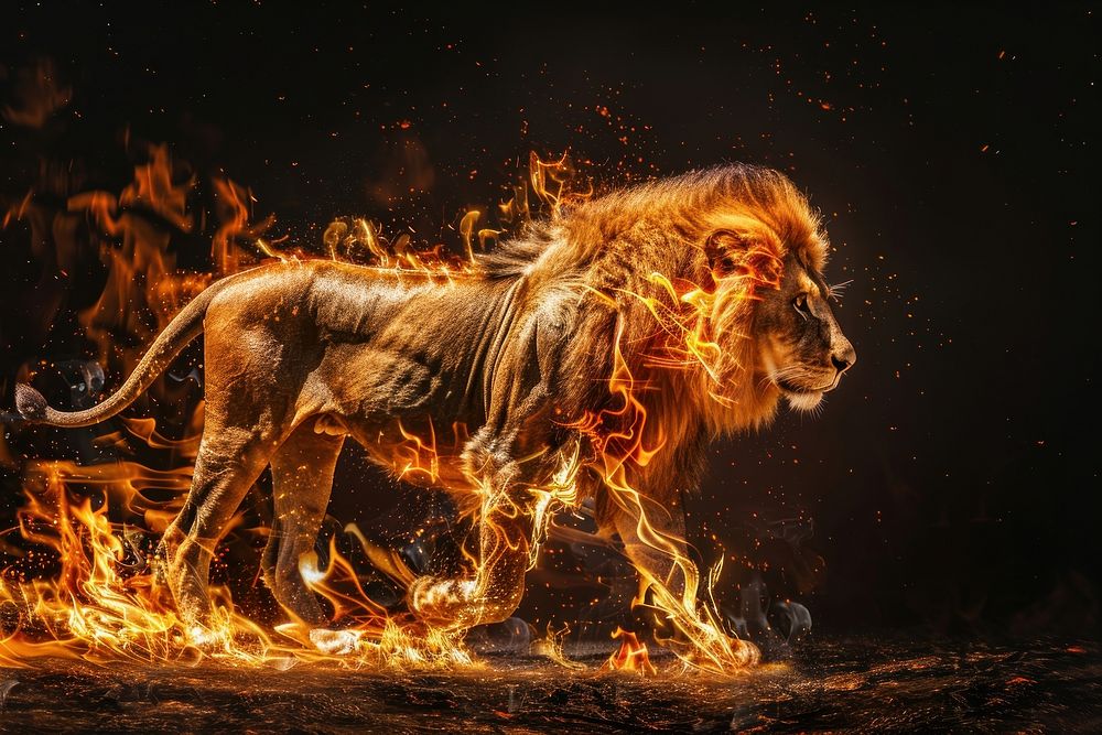 A lion flame fire wildlife.