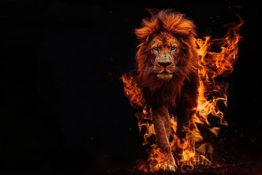 A lion flame fire wildlife.