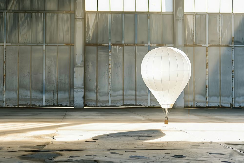 A white hot air balloon transportation aircraft lighting.