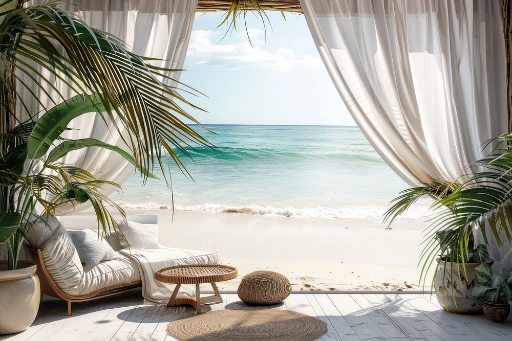 Backdrops with beach architecture furniture shoreline.