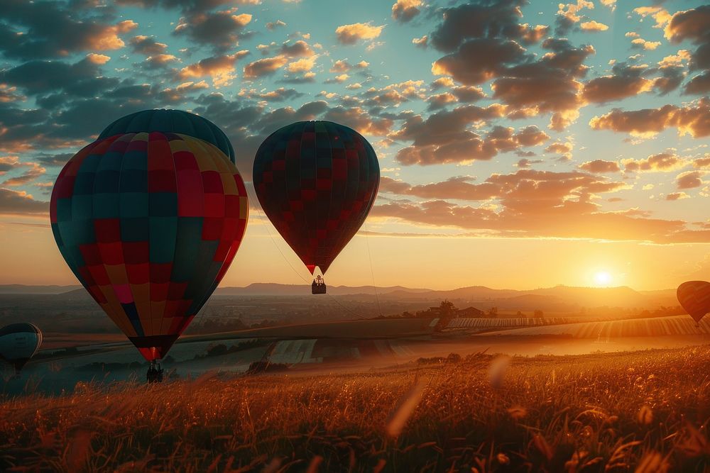 Hot air balloons transportation outdoors aircraft.