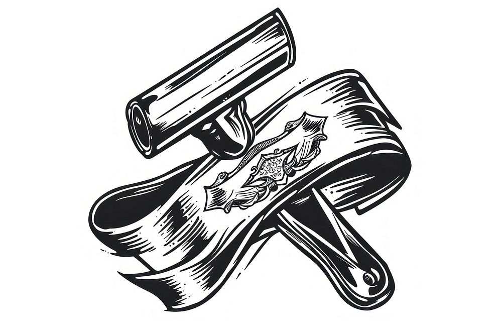 Shaving razor illustrated weaponry drawing.
