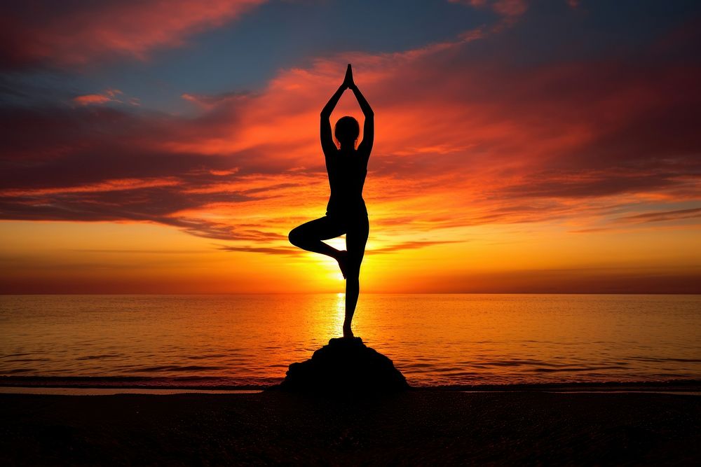 Yoga silhouette photography sunset sports sky.