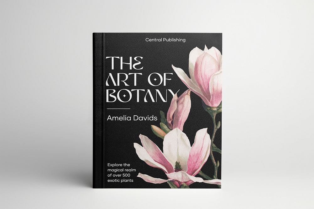 Botanical hardcover book mockup psd
