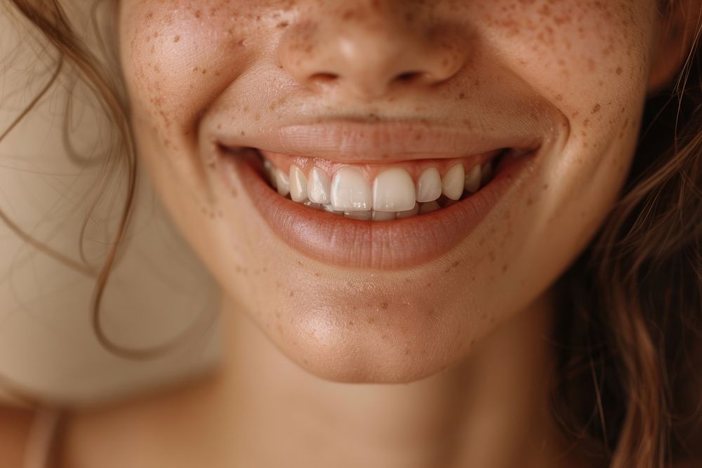 Woman happy with no makeup smile skin person.