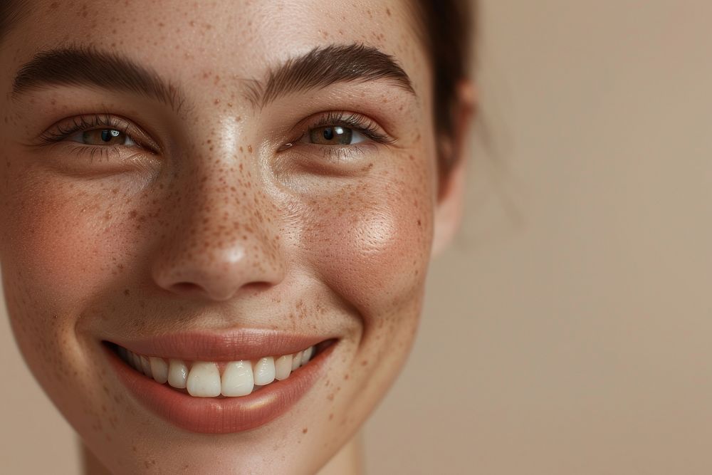 Woman happy with no makeup smile skin person.