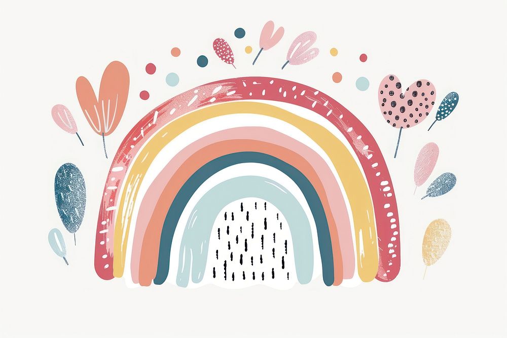 Individual pink rainbow illustrated graphics painting.