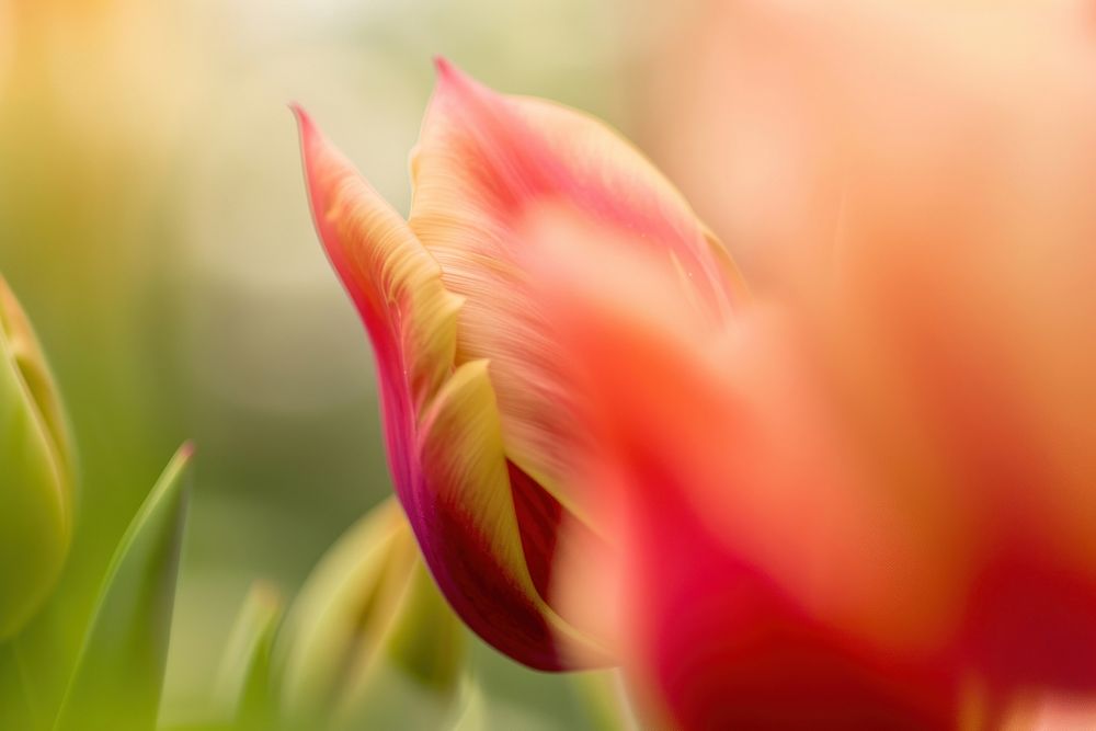 Macro blurry tulip outdoors blossom flower.