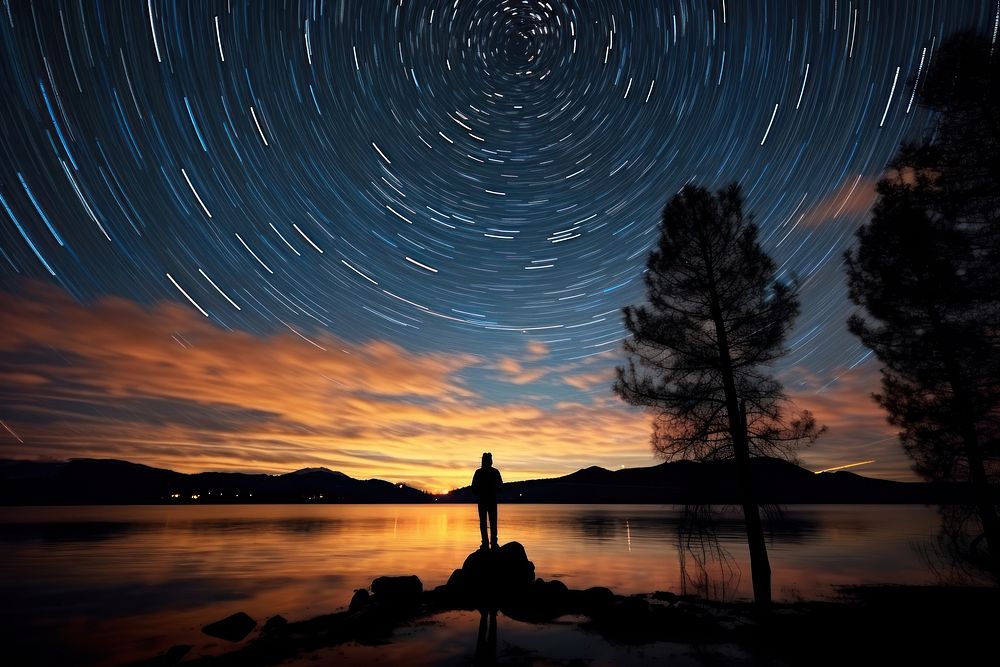 Star Trails silhouette photography landscape outdoors nature.