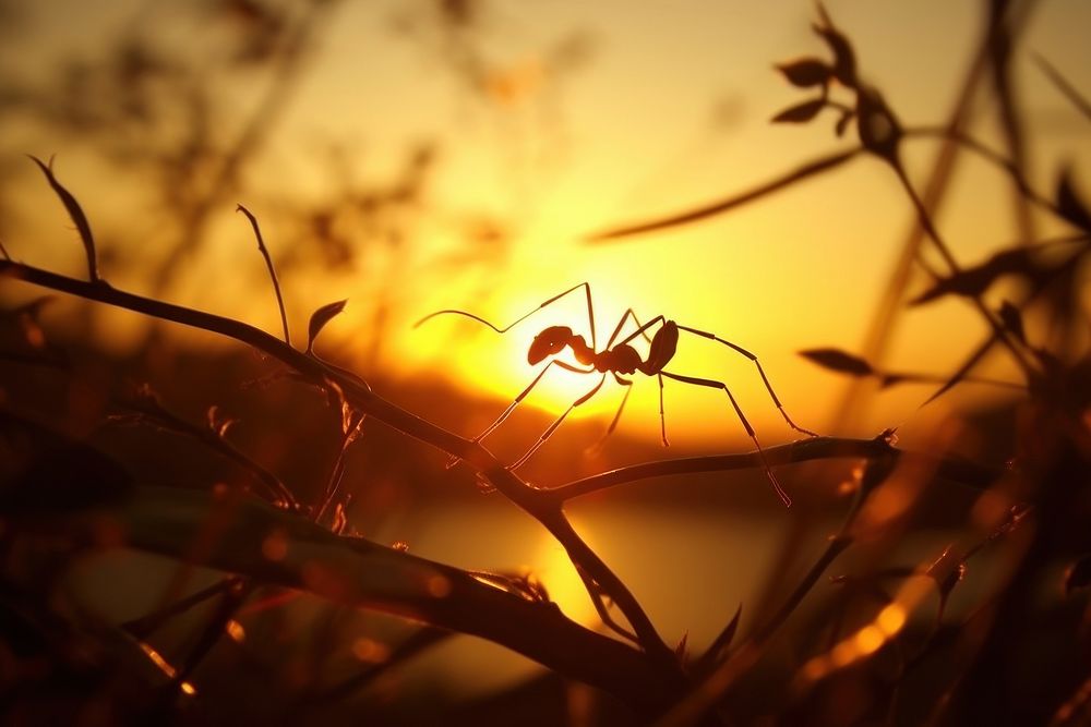Ant silhouette photography sunlight sunset animal.