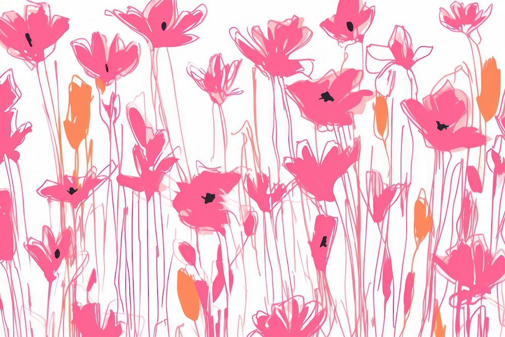 Stroke painting pink flower pattern graphics blossom.