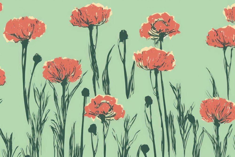 Stroke painting Carnations carnation pattern illustrated.