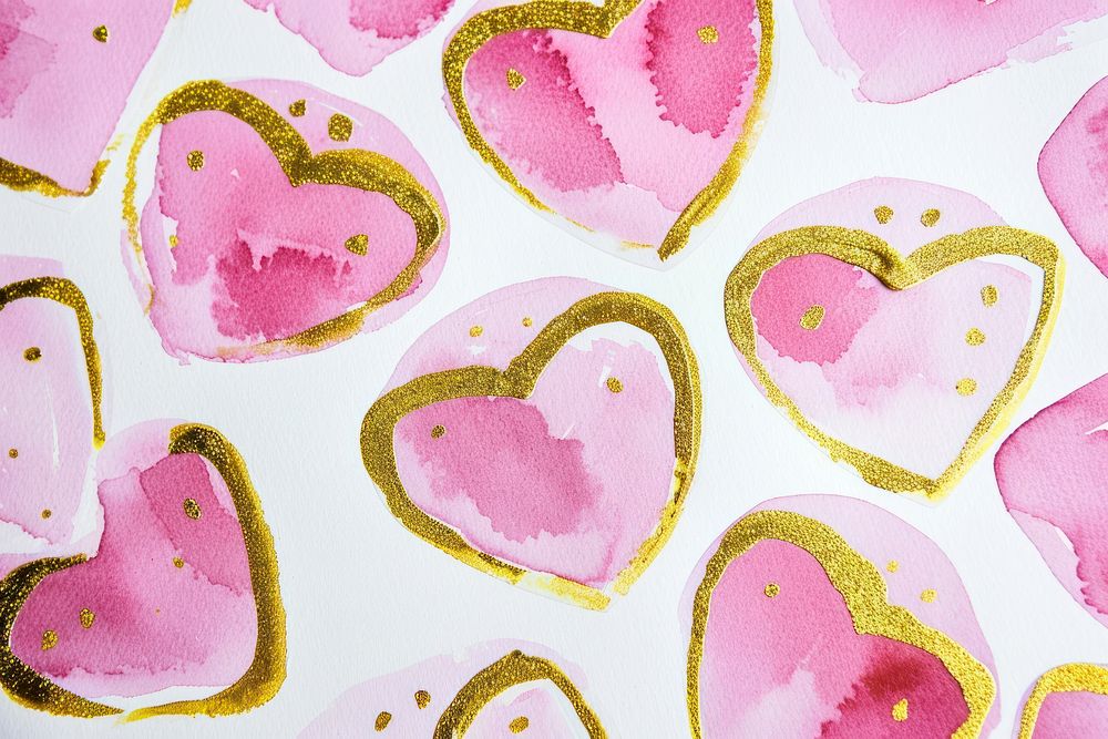 Pink heart pattern confectionery symbol sweets.