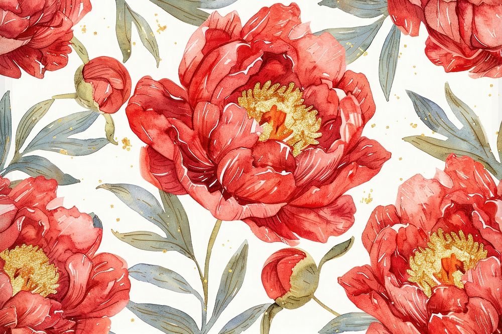 Red peony pattern painting graphics blossom.