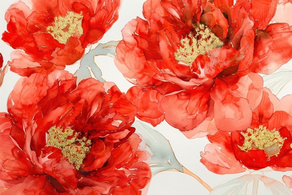 Red peony pattern blossom anemone anther.