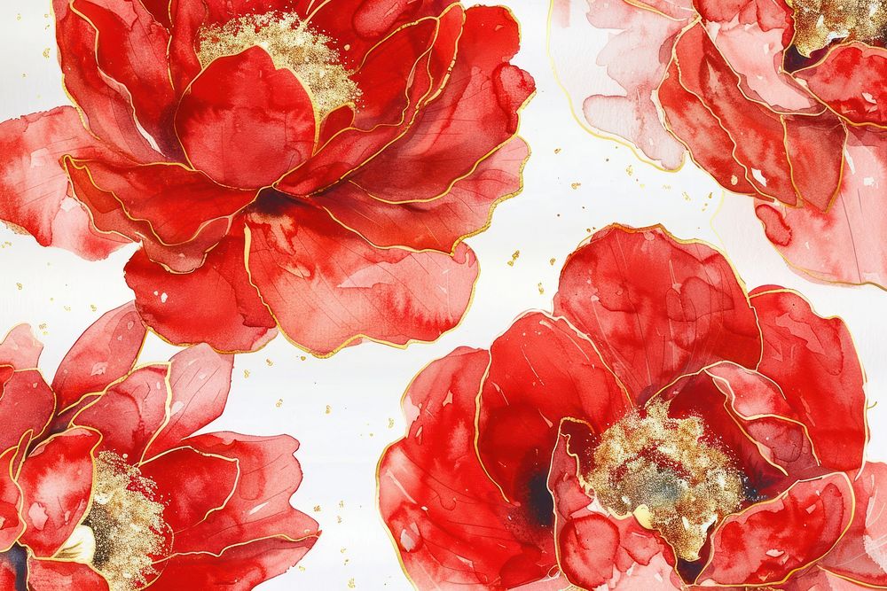 Red peony pattern painting accessories accessory.