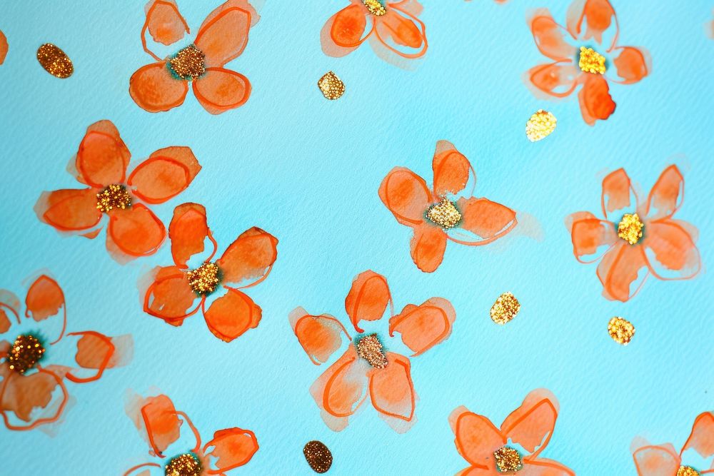 Cute orange flower pattern graphics blossom dessert.