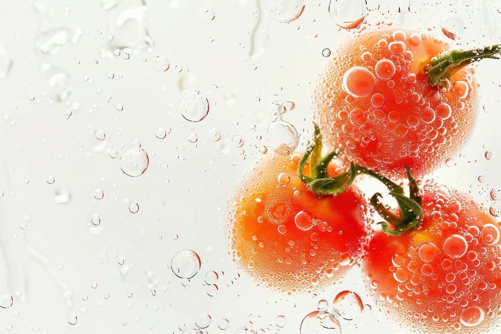 Tomatos oil bubble vegetable produce droplet.